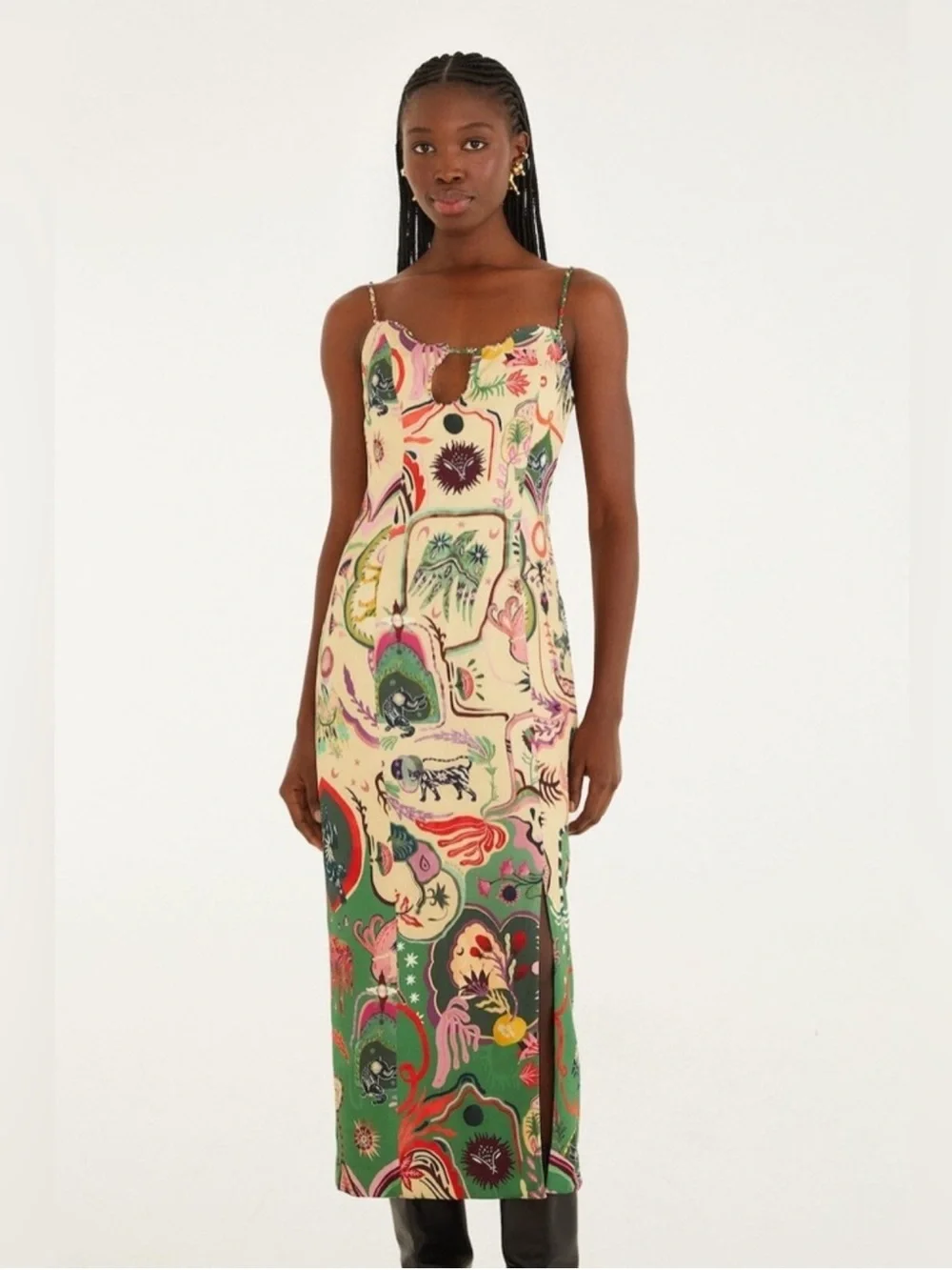 Farm Rio Farm Rio Beige Artsy Surreal Land
Beaded Sleeveless Midi Dress - Picture 7 of 9